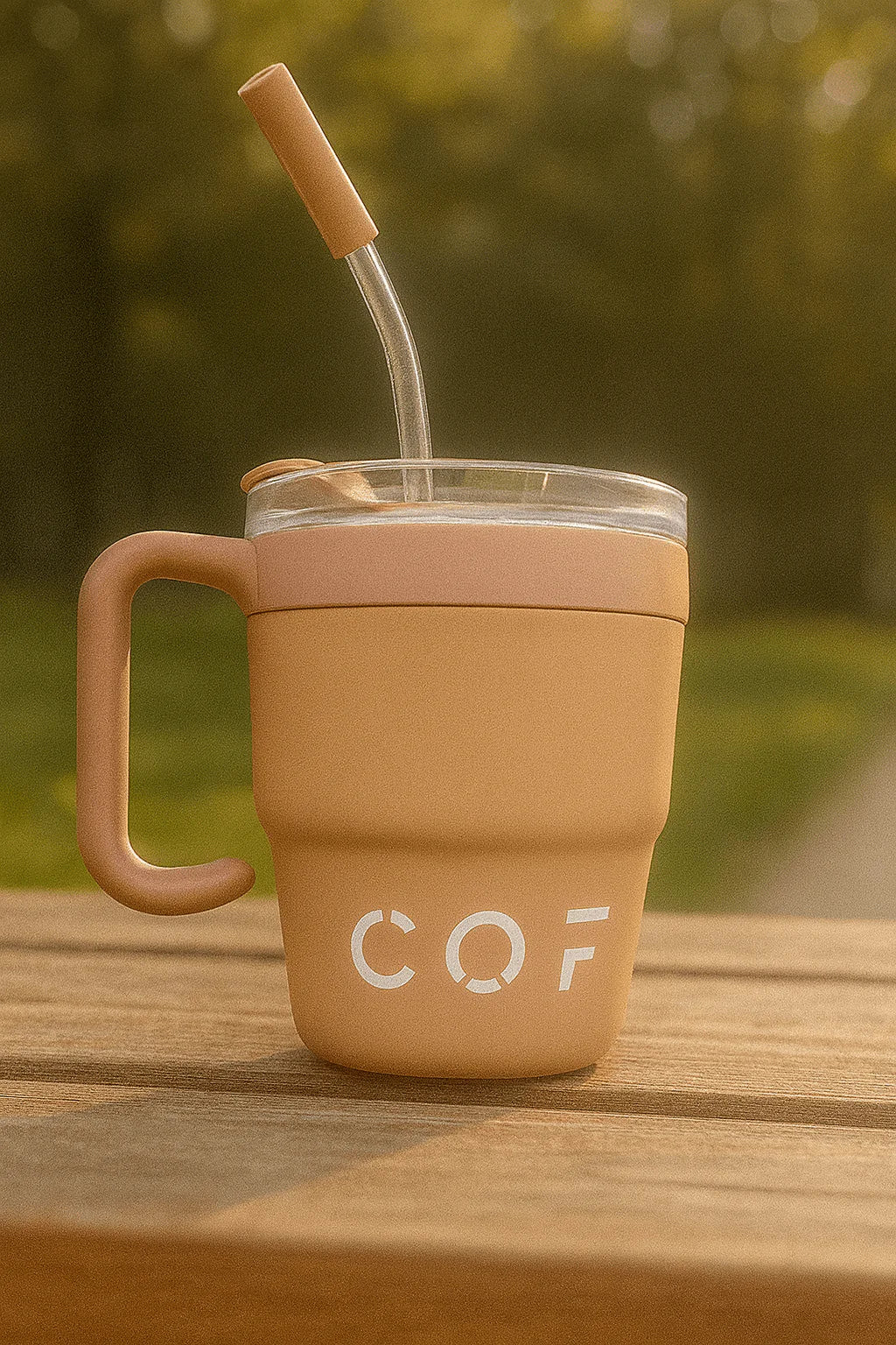 Matte Coffee Mug with Straw